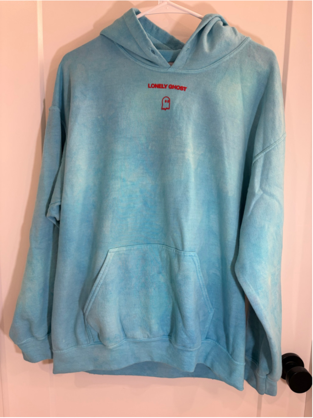 Lonely Ghost Text Me When You Get Home Hoodie Custom Bleached Light Blue Large